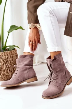 Botki Z Podwójną Cholewką Szare Violetta