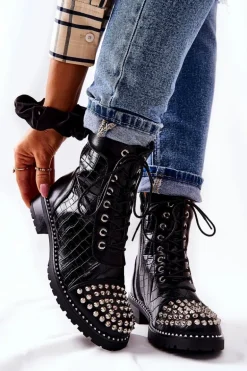 Botki Z Ćwiekami Na Suwak Czarne Sorela