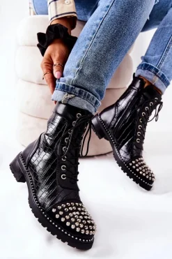 Botki Z Ćwiekami Na Suwak Czarne Sorela