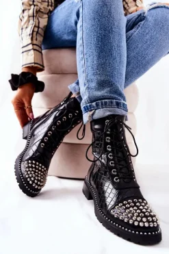 Botki Z Ćwiekami Na Suwak Czarne Sorela