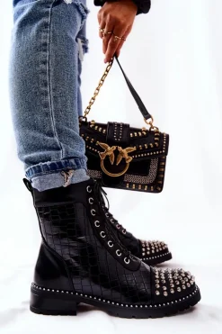 Botki Z Ćwiekami Na Suwak Czarne Sorela