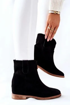 Botki Zamszowe Czarne Polon