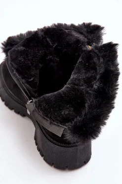Botki Zamszowe Damskie Z Futerkiem Czarne Hasiva