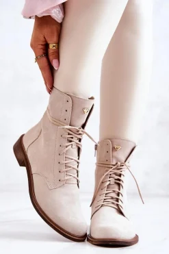 Botki Zamszowe Nicole Jasnobeżowe 2697