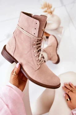 Botki Zamszowe Nicole Różowe 2697