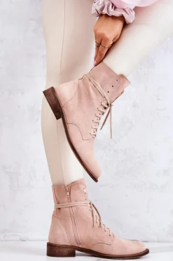 Botki Zamszowe Nicole Różowe 2697