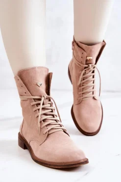 Botki Zamszowe Nicole Różowe 2697