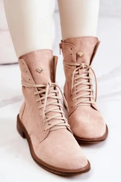 Botki Zamszowe Nicole Różowe 2697