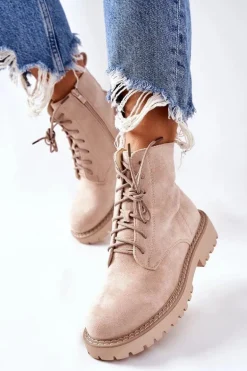 Botki Zamszowe Zamek Beżowe Belados