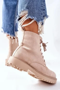 Botki Zamszowe Zamek Beżowe Belados