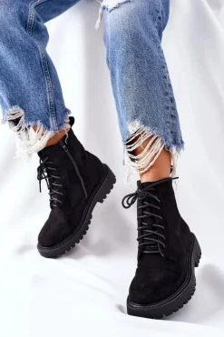 Botki Zamszowe Zamek Czarne Belados