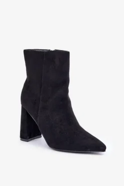 Botki Ze Szpiczastymi Noskami Na Słupku Eko Zamszowe Czarne Artolla