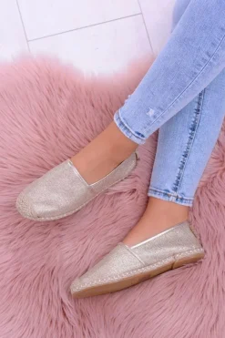 Brokatowe Espadryle Lu Boo Złote