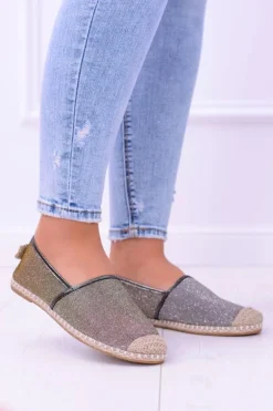 Brokatowe Espadryle Lu Boo Khaki