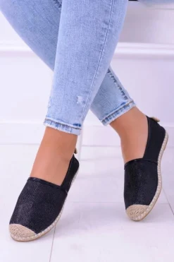 Brokatowe Espadryle Lu Boo Czarne
