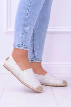 Brokatowe Espadryle Lu Boo Białe