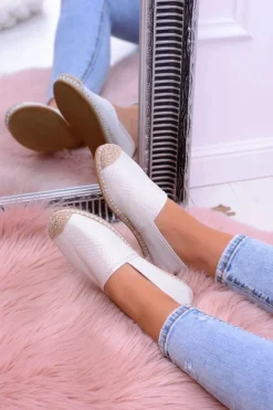 Brokatowe Espadryle Lu Boo Białe