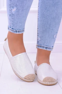 Brokatowe Espadryle Lu Boo Białe