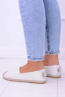 Brokatowe Espadryle Lu Boo Białe