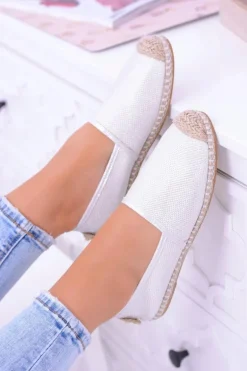 Brokatowe Espadryle Lu Boo Białe