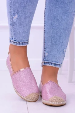 Brokatowe Espadryle Lu Boo Różowe