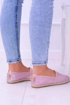 Brokatowe Espadryle Lu Boo Różowe