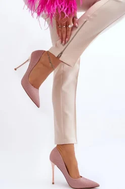 Brokatowe Szpilki Champagne Tiberona