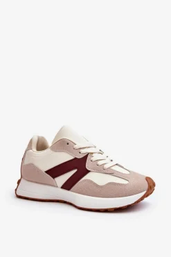 Buty Sportowe Damskie Beżowo-Bordowe Chloette