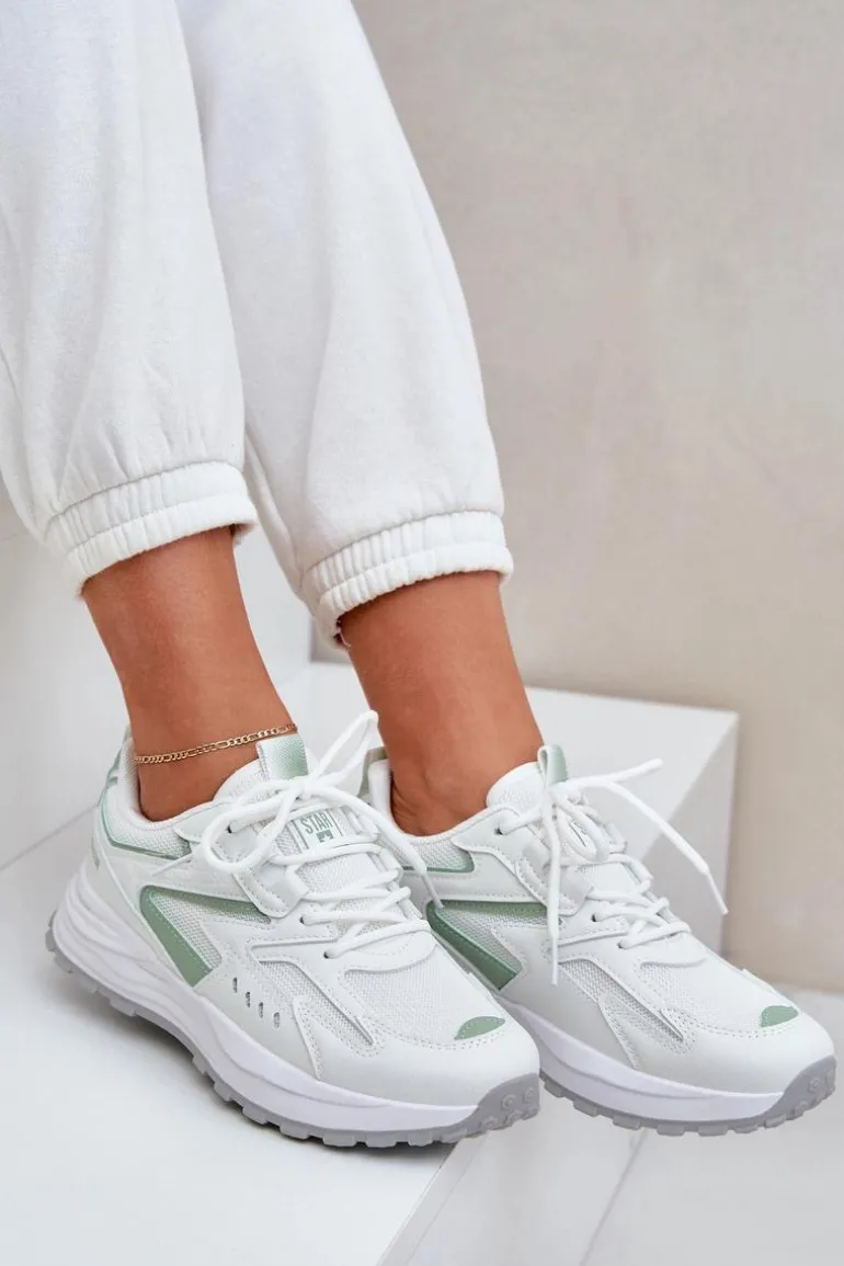 Buty Sportowe Damskie Big Star NN274A095 HI-POLY SYSTEM Biało-Zielone