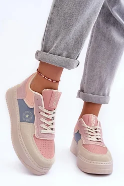 Buty Sportowe Damskie Big Star MM274233 Różowo-Beżowe