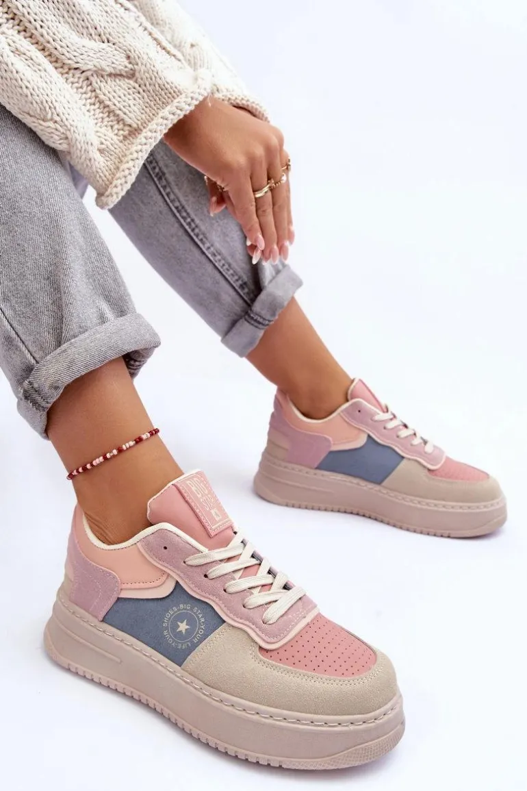 Buty Sportowe Damskie Big Star MM274233 Różowo-Beżowe