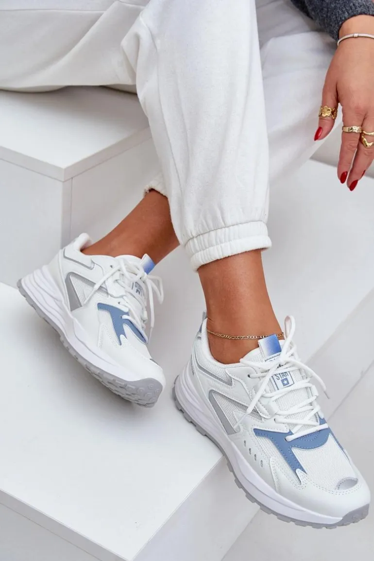 Buty Sportowe Damskie Big Star NN274A094 HI-POLY SYSTEM Biało-Niebieskie