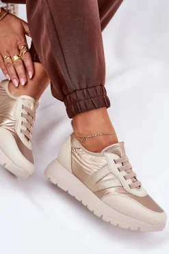 Buty Sportowe Damskie Na Platformie Vinceza 58510 Złote