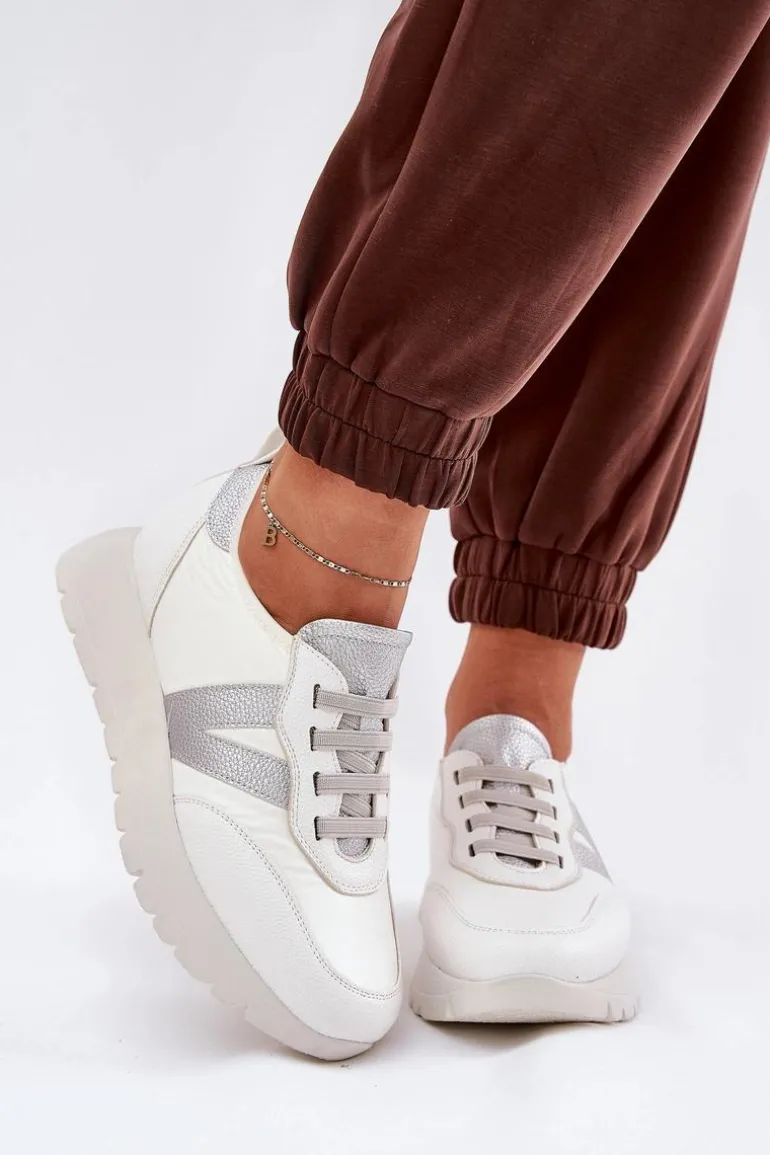 Buty Sportowe Damskie Na Platformie Vinceza 58510 Białe
