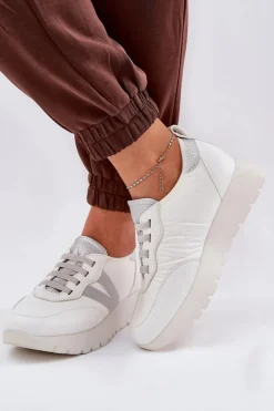Buty Sportowe Damskie Na Platformie Vinceza 58510 Białe