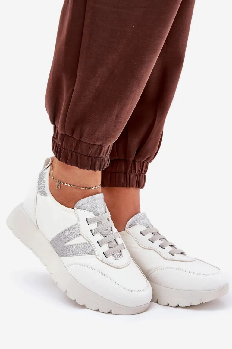 Buty Sportowe Damskie Na Platformie Vinceza 58510 Białe