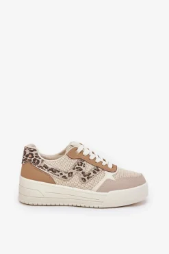 Buty Sportowe Damskie Na Platformie Panterka Khaki Lorori
