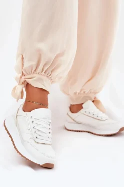 Buty Sportowe Damskie Na Platformie Białe Nevliese