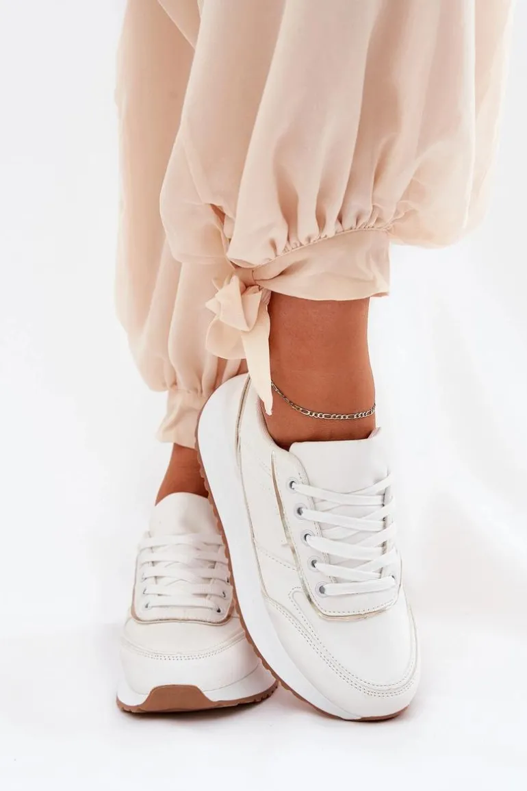 Buty Sportowe Damskie Na Platformie Białe Nevliese