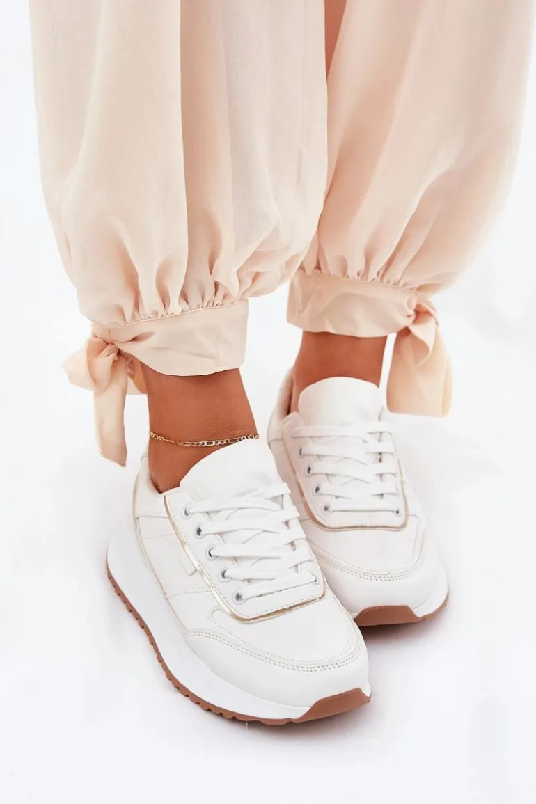 Buty Sportowe Damskie Na Platformie Białe Nevliese