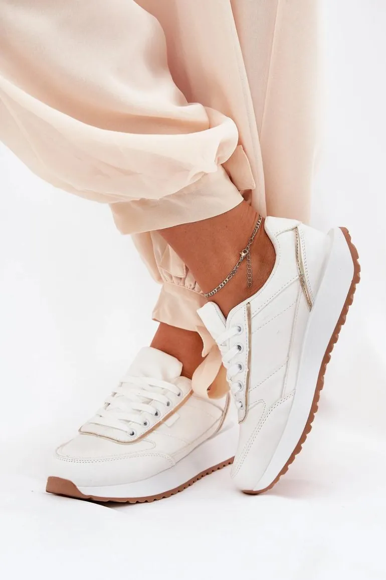 Buty Sportowe Damskie Na Platformie Białe Nevliese