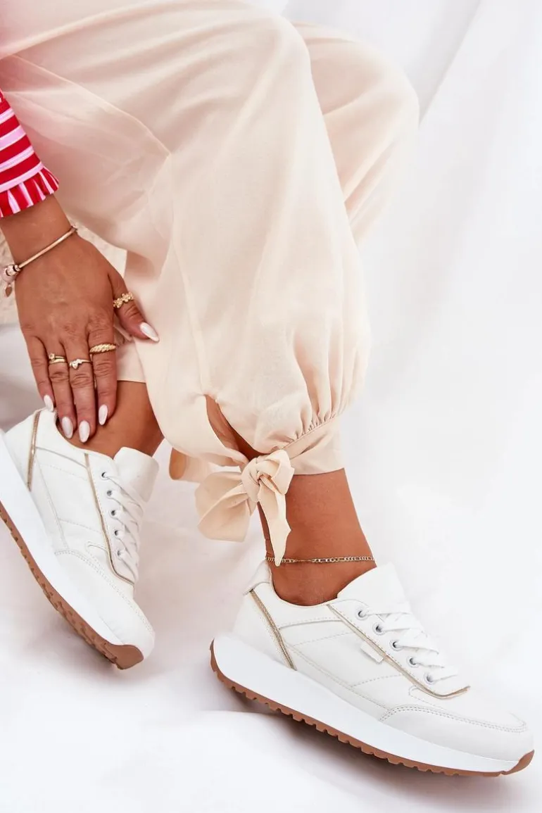 Buty Sportowe Damskie Na Platformie Białe Nevliese