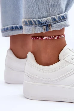 Buty Sportowe Damskie Na Platformie Białe Pudina