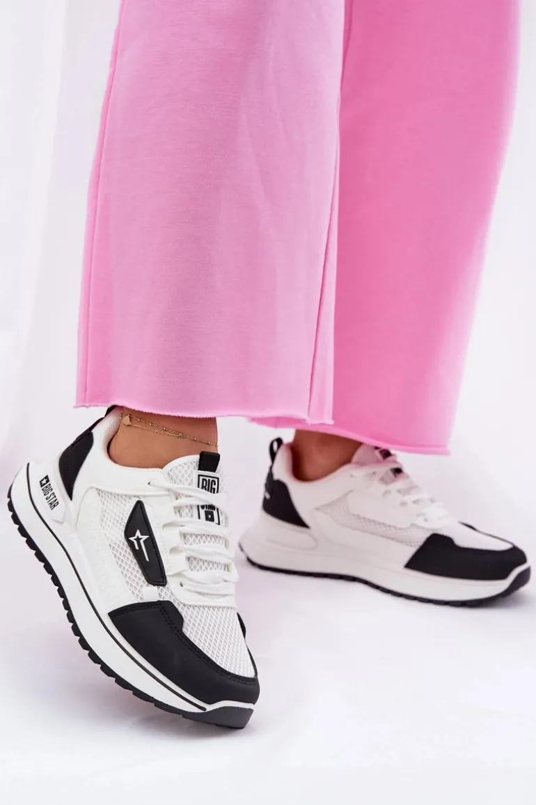 Buty Sportowe Damskie Na Platformie Big Star RR274A223 HI-POLY SYSTEM Biało-Czarne