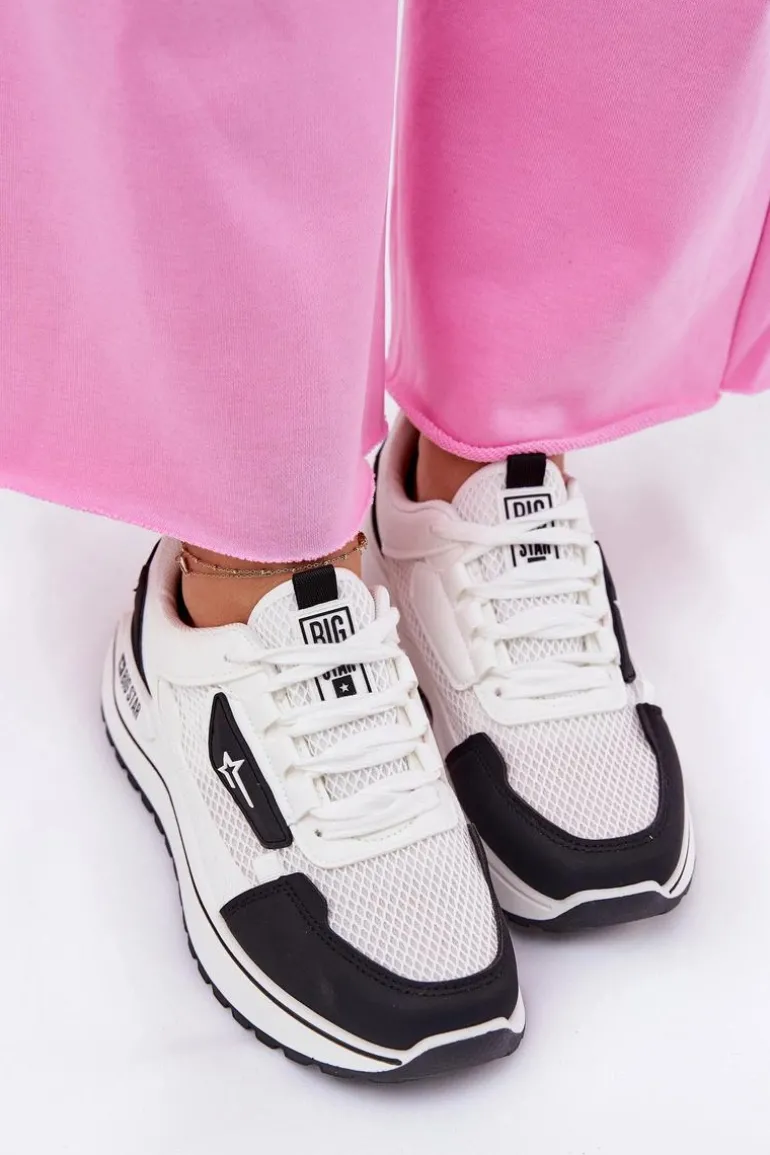 Buty Sportowe Damskie Na Platformie Big Star RR274A223 HI-POLY SYSTEM Biało-Czarne