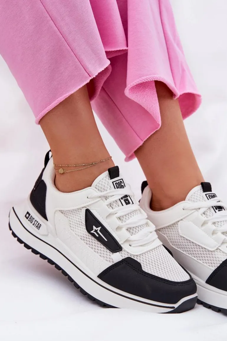 Buty Sportowe Damskie Na Platformie Big Star RR274A223 HI-POLY SYSTEM Biało-Czarne