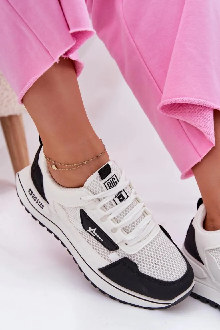 Buty Sportowe Damskie Na Platformie Big Star RR274A223 HI-POLY SYSTEM Biało-Czarne