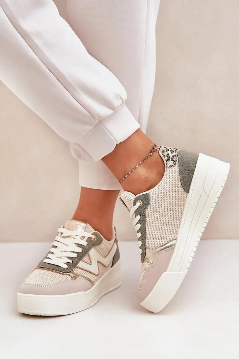 Buty Sportowe Damskie Na Platformie Panterka Zielone Lorori