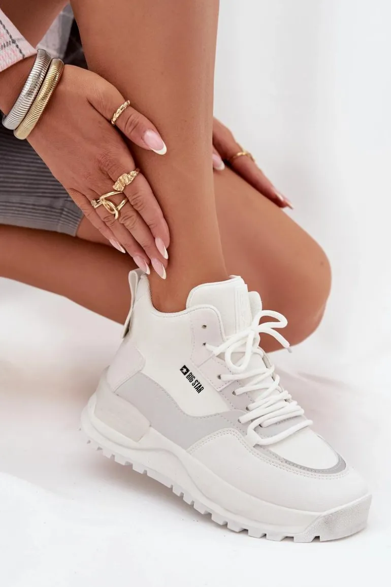 Buty Sportowe Damskie Na Platformie Big Star SS274510 Białe
