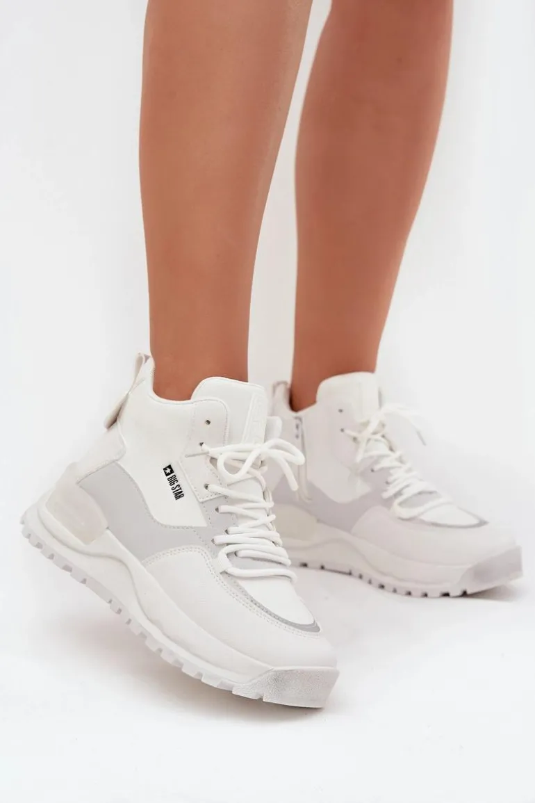 Buty Sportowe Damskie Na Platformie Big Star SS274510 Białe